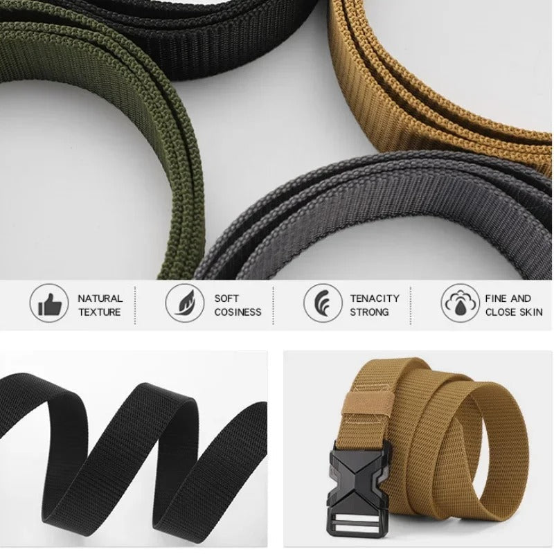 Nouvelle Ceinture Homme 125 cm à Boucle – Ceinture Homme en Nylon Tressé, Légère, Respirante, pour un Usage Quotidien et les Déplacements