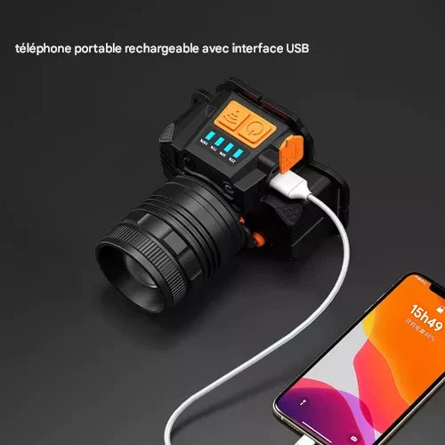 Lampe Frontale à Zoom Super Puissante - Rechargeable par USB - Achetez-en 1 et recevez-en 2