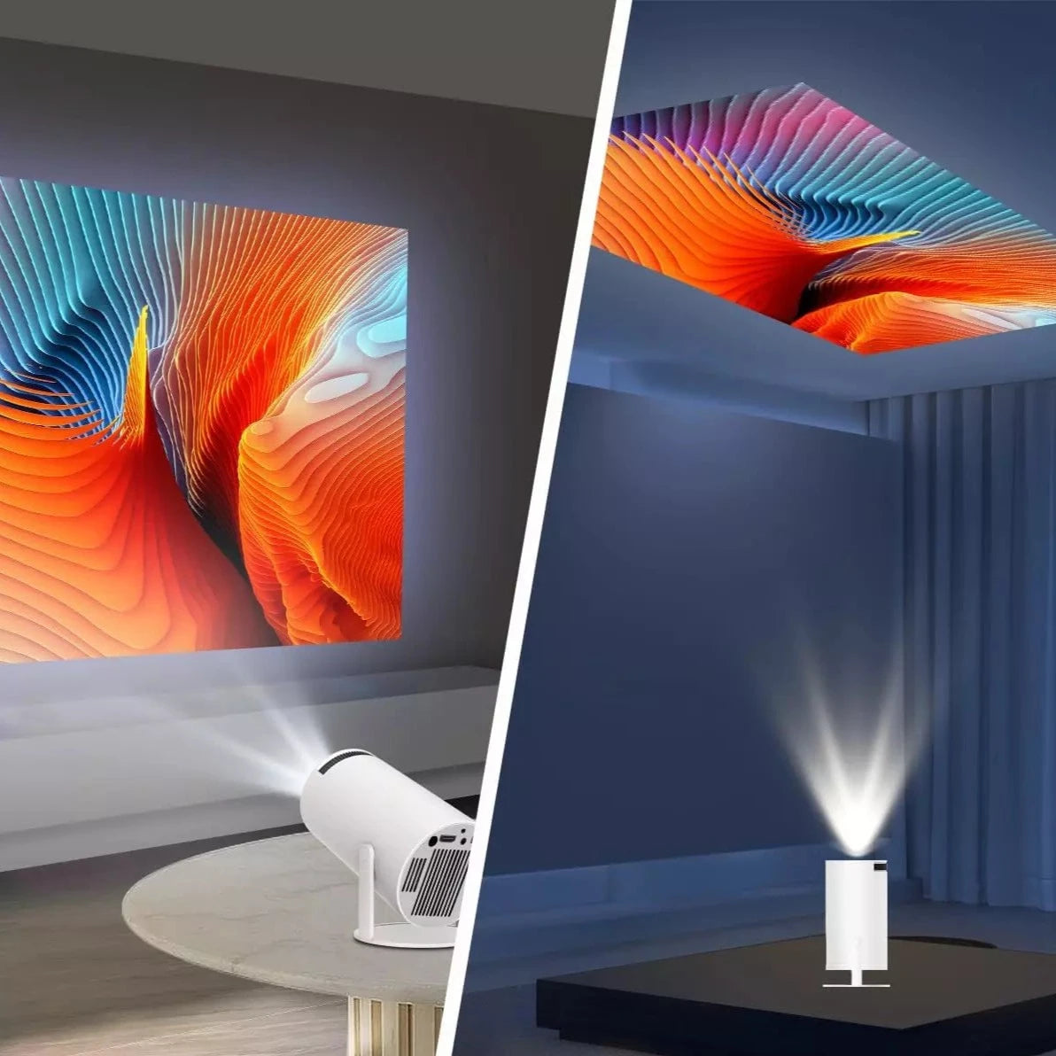 Mini Projecteur Portable 5G Wifi 6 BT 5.0 Android 11, Projecteur 4K 1080P Full HD Pivotant à 180° Magcubic